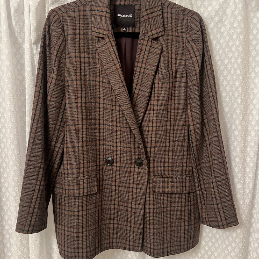 Madewell Brown Plaid Blazer Oversized Fit